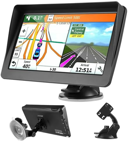 7 Zoll Navigationsgeräte für Auto, GPS LKW Navigationsgeräte mit 2026 aktuellsten Europa Karten, HD TFT Touchscreen Auto Navigationsgerät mit Sprachführung & Abbiegehinweisen, PLZ-Suche