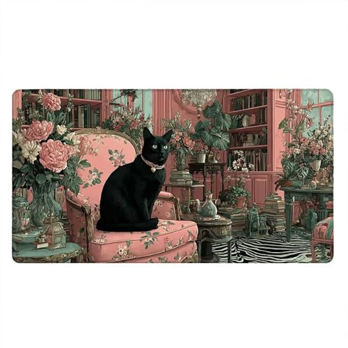 Tapis de Souris Gamer, 2000x1000mm Tapis de Souris XXL Gaming Grand, Clavier Lavable Desk Mat Bureau Caoutchouc Antidérapant Étanche, Bords Cousus, Gamer Ordinateur PC, Canapé pour Chat xR5-508