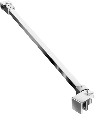 SVNR 60 cm Duschwand Halterung mit 180° Flexibel Drehbarem Winkel, Stabilisierungsstange Dusche für Glasdicke 6-10 mm, Drehbar Edelstahl-Haltestange für Duschwände, Edelstahl Chrom Optik, Rechteckig