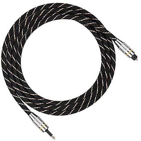aqxreight Câble Optique Toslink vers 3,5 Mm pour Cinéma Maison Câble SPDIF Numérique plaqué or pour DVD, TV, Carte Son et DAC Son Clair avec Isolation Phonique Fibre Optique de 1,5 M (1, m/4,9 pieds)