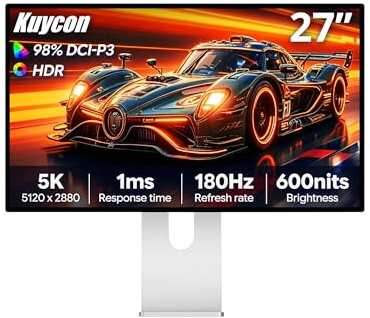 P27Z 27'' 5K Monitor 218ppi 80Hz 330Hz Doble Modo Minimalist con Soporte | 5120x2880 600 cd/m² USB C 80Gbps 100W Carga 98% DCI-P3 10Bit Altavoces Integrados para Gamers Diseñadores