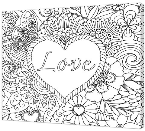 Pintcolor 7177.0 Rahmen mit bedruckter Leinwand zum Ausmalen, Fichtenholz/Baumwolle, Weiß/Schwarz, 50 x 40 x 3,5 cm, 100% Made in Italy