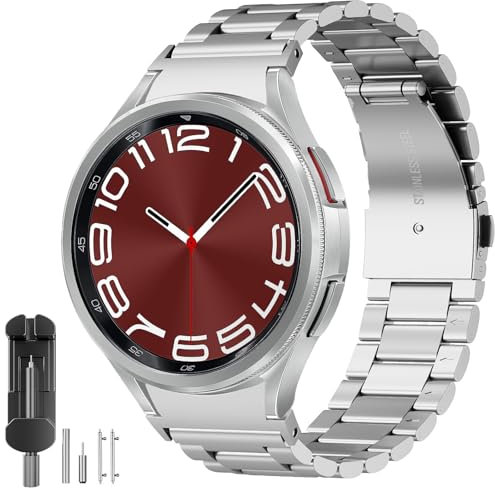 SUNDAREE Kompatibel mit Armband Samsung Galaxy Watch Watch 6 4 Classic 47MM 46MM 43MM 42MM/FE/7 6 5 4 44MM 40MM/5 Pro,No Gap Silber Damen Herren Ersatz Edelstahl Metallarmband Metall Uhrenarmband