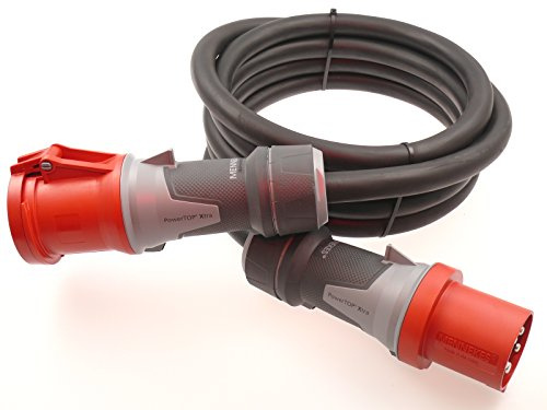 Starkstromkabel MENNEKES 63A 40m H07RN-F 5x16 Starkstrom Verlängerungskabel CEE Verlängerung 63 Ampere Kabel 5x16mm2 Baustelle Werkstatt Industrie Geeignet Outdoor IP44 Spritzwassergeschütz