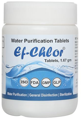 Ef-Chlor Ensure Clean Tank Water With Ef-Chlor 1.67 Gm Tablet - 1 Tablet Purifies 500 Litres - Pack Of 50 Tablets - Effective Overhead & Underground Tank Water Purifie