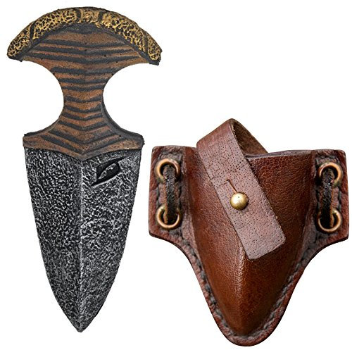 Iron Fortress Schaumstoff-Faustdolch mit Lederscheide Braun - weiche Polsterwaffe Requisit für LARP, Cosplay