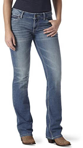 Wrangler Women's Retro Mae Mid Rise Stretch Boot Cut Jean, Deadwood, 11W x 34L