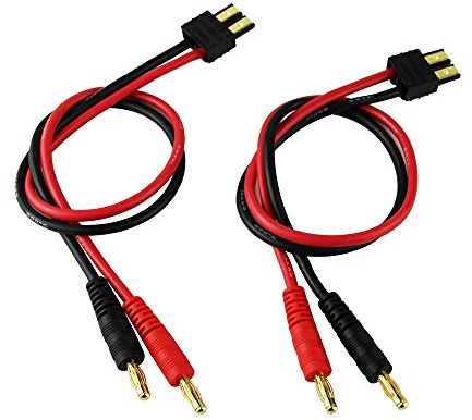 OliYin 2 stücke Männlich TRX Stecker auf 4,0mm Vergoldete Bananenstecker mit 14AWG Silikagel Ladekabel L 300mm 11,8 Zoll (Packung von 2)