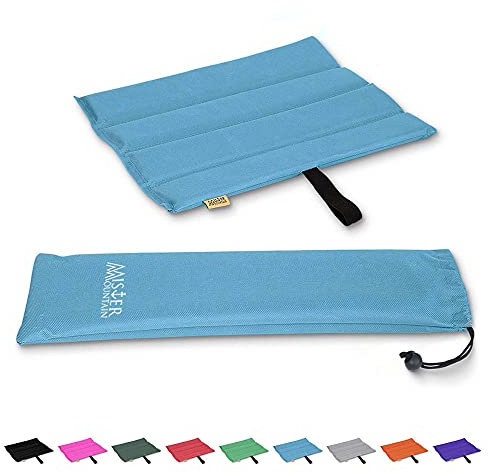 Mister Mountain® Outdoor Iso-Sitzkissen 31x35x1,2cm Leicht Faltbar & Waschbar. Thermokissen, Sitzmatte Inklusive Tasche. Sitzkissen mit Schutz vor Kälte, Nässe, Schmutz & Hitze. (Blau)