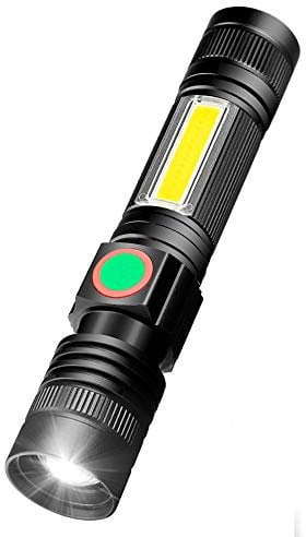 Torch USB Rechargeable Including 18650 Battery - LED Torch Tactical Super Bright Powerful Magnetic COB Work Torches Flashlight for Camping,Hiking,Fishing …