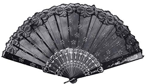 Lazzboy Beste Chinesische Art-Tanz-Hochzeitsfest-Spitze-Silk Faltender Handblumen-Fan Faltbhandfächer Aus Spitze Fächer Spanische Viktorianischen Hand Fan Für Hochzeitsfeier(B)