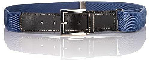 Olata elastischer Kinder-Gürtel mit Schnalle und schwarzen Lederbeschlägen (1-6 Jahre). Blau