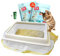 Katzenklo Katzenstreutasche mit Filterlöchern Katzentoiletten Einlagen Kordelzugbeutel 2 Tüten (14 Stück),915*457mm für mittlere und große Katzentoilettenbeutel Beutel,Extra 1 Rolle Haustierabfallsack
