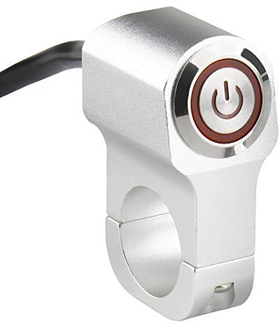Larcele Motorrad Lenkerschalter Druckschalter für Motorrad Scheinwerfer mit Ring und Leistung Symbol Kontrollleuchte, Universal Durchmesser 22mm SBKG-06 MEHRWEG (Rot Kontrollleuchte)