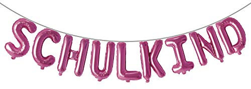 Trendario Schulkind Folien Luftballon Girlande Banner - Pink - Hänge Deko für Schuleinführung Einschulung Schulanfang Schulstart Dekoration Schule Für Mädchen & Jungen