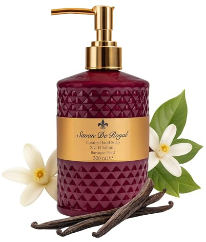 Savon De Royal Baroque Pearl Liquid Hand Soap- Liquid Hand Wash, Multi-Purpose Liquid Soap in Pump Dispenser, 500 ml (16.9 fl oz) Pack of 1, 6, or 12