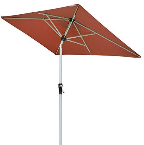 Doppler Active Auto Tilt Parasol à manivelle, idéal pour le balcon, résistant à la pluie, pliable, env. 210 x 140 cm, terre cuite