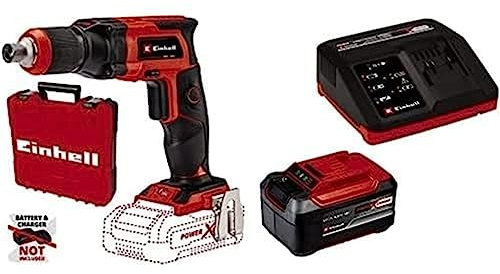 Einhell Visseuse cloisons sèches sans fil TE-DY 18 Li-Solo (18 V, bouton de blocage pour marche continue, une butée de profondeur réglable, avec coffret E-Box S35) avec Chargeur et Batterie 5,2Ah