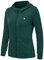 donhobo Women's Running Jackets with Thumb Hole,Long Sleeve Gym Sport Zip Up Hoodie Top Breathable Quick-Dry Tops with Zip Side Pocket Dark Green M