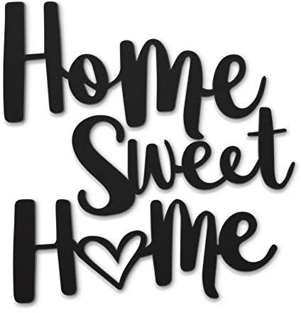 Beautiwall Ästhetische Raumdekoration Metall Wandkunst - Home Sweet Home Wandkunst für Schlafzimmer Boho Dekor - Pulverbeschichtet Schwarz Matt Karbonstahl Wanddekor