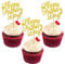 24 Pcs Happy Fathers Day Cake Topper, Gold Glitter Cupcake Picks Dad Cake Toppers Decoration for Father's Day Party Cake Decorations