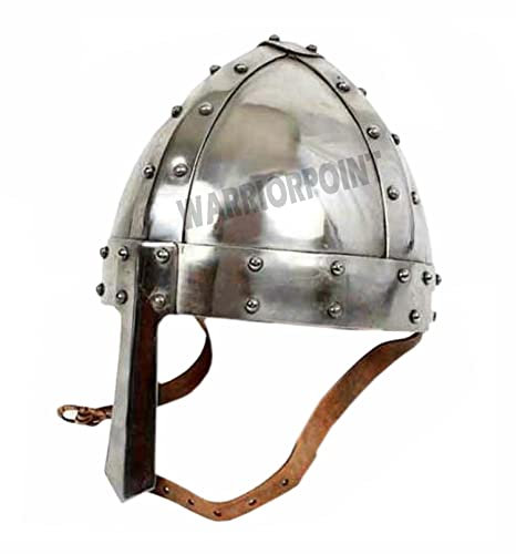 Mittelalter Norman Nasenhelm Kreuzritter Normannen Ritterhelm mit vormontiertem verstellbarem Innenfutter Kriegerhelme Erwachsene Silber, silber, Medium