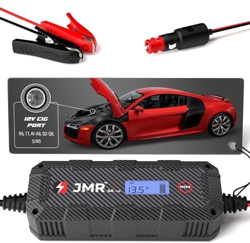 JMR Batterieladegerät für Audi R8 S8 RS TT Q7 SQ8 A5 Alle Modelle Autobatterie Ladegerät Erhaltungsladegerät Akkuladegerät Erhaltungsgerät Wartungsgerät Auflader Lader (Lithium-Modus hinzufügen)