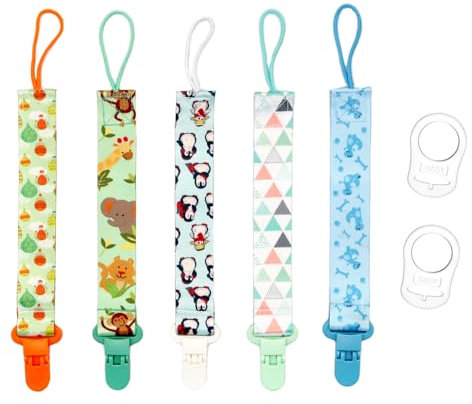 Catenelle per Ciucci,5PCS Catenella Ciuccio Clip,Clip per Ciuccio,Porta Ciuccio Neonato,Catenelle per Ciuccio Catenella Portaciuccio Catena Ciuccio per Baby Ragazzi Ragazze.