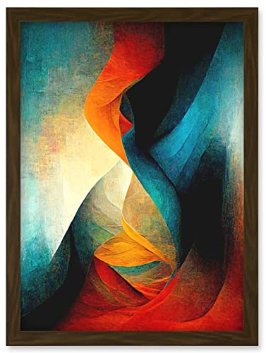 Doppelganger33 LTD Abstract Modern Acrylic Painting Organic Red Blue Orange Artwork Framed Wall Art Print A4