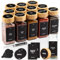 Deco haus® Gewürzgläser eckig mit Holzdeckel 12er Set [+ Etiketten & Streueinsatz] - Gewürzdosen Set Glas - Gewürzbehälter Spice Jars - Aufbewahrung - Behälter für Gewürze - Gewürzaufbewahrung