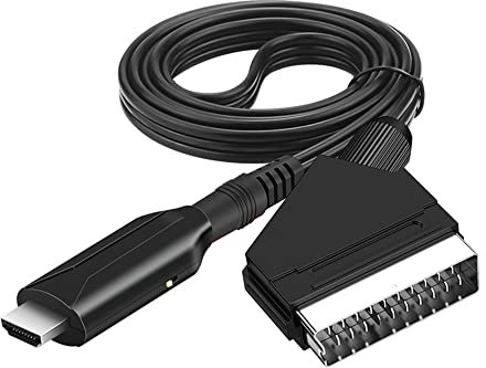 Jerilla Câble Péritel vers HDMI Convertisseur Péritel vers HDMI Connecteur Vidéo Audio Câble Adaptateur 720P/1080P pour TV, Moniteur, Projecteur