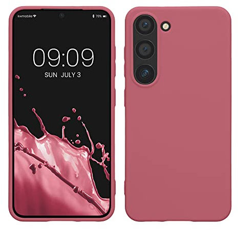 kwmobile Hülle kompatibel mit Samsung Galaxy S23 Hülle - TPU Silikon S23 Handyhülle - Case stoßabsorbierend flexibel - Kabelloses Laden - Dark Rose