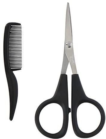 BARTSCHERE mit BARTKAMM SET klein Haarschere Bartpflege Bart Schnurrbart Schere Kamm Haar Schnurrbartschere 89