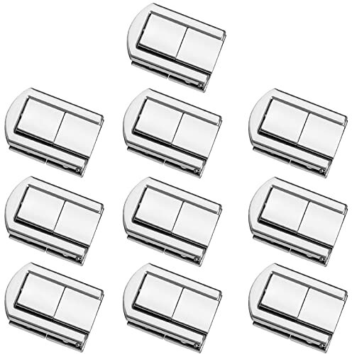 DMZK 10 Stück Kistenverschluss, Kofferverschluss mit 40 Schrauben, Spannverschluss Edelstahl Box Hasp für Holztruhe Schmuckschatulle Geschenkbox Schubladen Schränke Silber