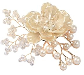 JKQBUX Broche en résine multifonction en forme de fleur et pinces à cheveux pour femmes et filles - Broche de corsage en perles - Accessoires de fête et de cérémonie