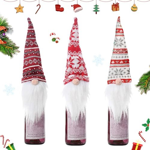 TECHEEL Weihnachten Flaschen Deko,Weihnachten Flaschenüberzug,Weihnachtens Flasche,Weihnachtens Weinflasche,Weihnacht Gnomes Weinflaschens,Weinflasches Abdeckung (A)