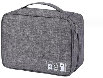 YINENGD Cable Organiser Bag, Travel Electronics Accessories Bag, Cable Storage Bag Case, Waterproof Gadget Travel Bag for USB Chargers Charging Cable Power Bank Cellphone(Grey)