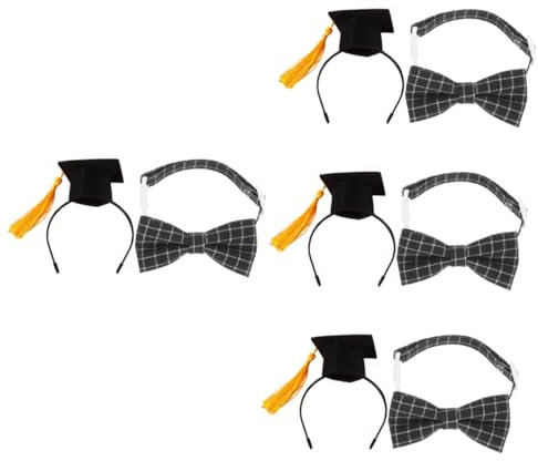 minkissy 4sätze Hund Graduation Cap Mit Fliege Gelbes Doktorhut-Accessoire Für Haustiere Sicher Und Waschbar Für Abschlussfeiern Geburtstagsfeiern Und Fotoshootings