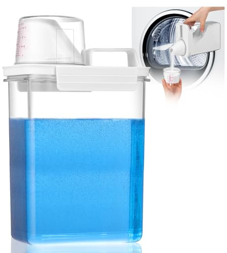 Waschpulver aufbewahrungsbox, Luftdichter Waschmittelspender Mit Messbecher, 1800ml Mehrzweck Waschmittelbox für Pulver - BehäLter für Waschmittel/WeichspüLer - Wiederverwendbar Leere Flaschen