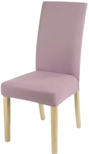 Coprisedie 6 Vesti Sedia Tessuto Elasticizzato Modellante Con Schienale Tinta Unita Cover (Rosa cipria)