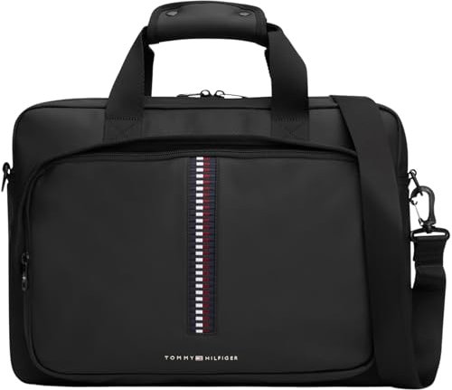 Tommy Hilfiger Sac pour Ordinateur Portable Homme Computer Bag avec Bandoulière, Noir (Black), Taille Unique