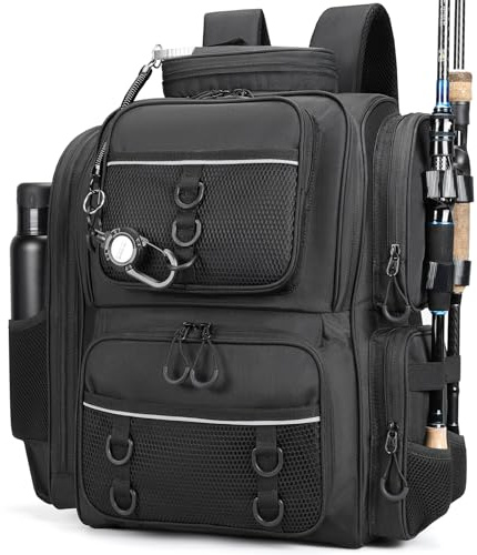 WANOON Fishing Backpack, fishing bag with Rod Holders. Large tackle Backpack Strong Materials