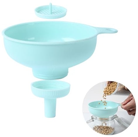 Wide Mouth Versatile Funnel with Handle, Hygienic Food Grade Plastic Funnel for Canning, Kitchen Use, Filling Bottles, Liquid and Powder