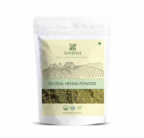 SAMYAM Farbloses, neutrales Henna-Pulver, 500 g Packung, natürliche Haarspülung, PPD- und Chemikalienfrei