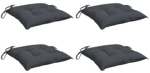 vidaXL Lot de 4 Coussins de Chaise, Galette de Siège avec Jeux de Cordes, Coussin d'Extérieur Imperméable, Anthracite 40x40x7 cm Tissu Oxford