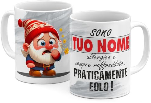 Generico StudioPixelStore Tazza Personalizzata – Idea Regali Personalizzati – Mug Personalizzabile con i Sette Nani – Tazze in Ceramica per la Colazione per il tuo Umore – (eolo)