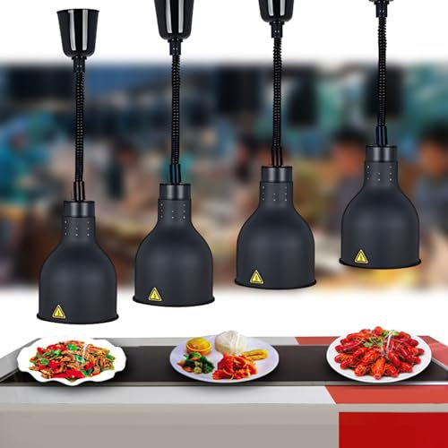 Lámpara de Calor de Alimentos, Lampara Calentamiento Alimentos Ajustable de 60-180cm, Calentadores de Alimentos con Bombilla Infrarroja de 250w, Ideal para Bufé Restaurantes de Hoteles Cocinas(Color