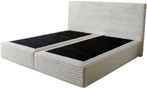 DELIFE Boxspringgestell Dream-Well Plüsch-Cord Beige 200x200 cm