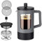 YOLIFE French Press Coffee Maker (12 oz), Camping Mini Coffee Press, Single Cup French Press, Heat-resistant Borosilicate Glass, Portable for Travel, Grey and Black
