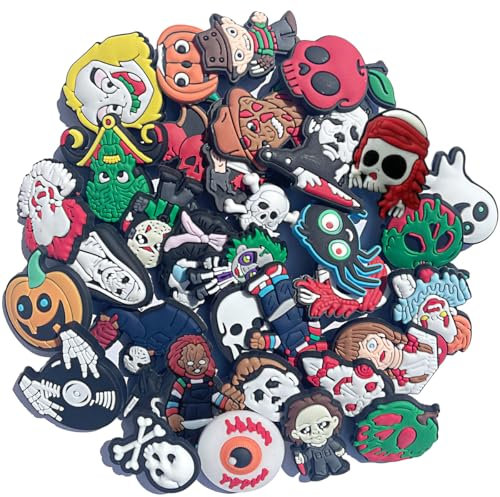 QASIMOF 53pcs Random Halloween shoe charms for Clogs Sandals,Shoes Accessories Charms for Party Favors Gifts